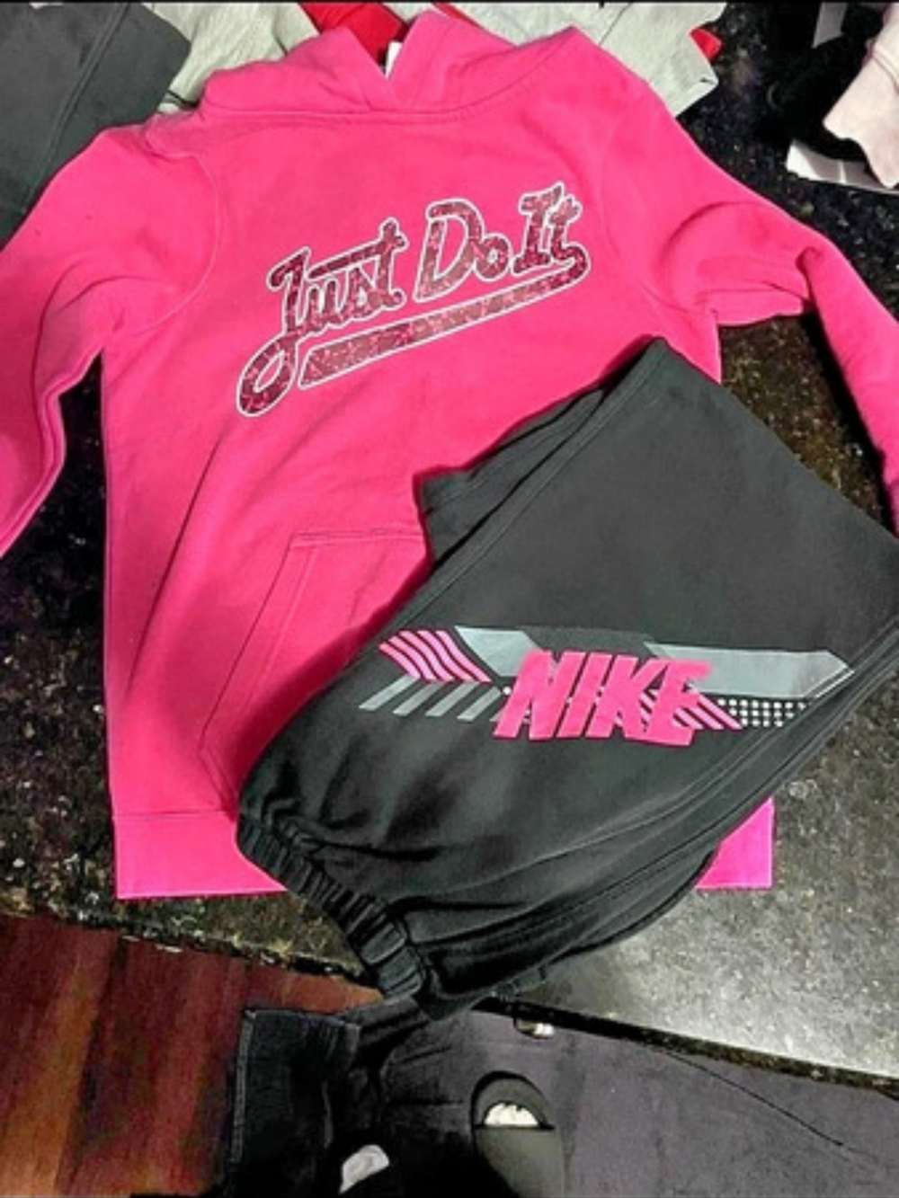 Jordan Girls Large Pink & Black Hoodie